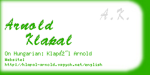 arnold klapal business card